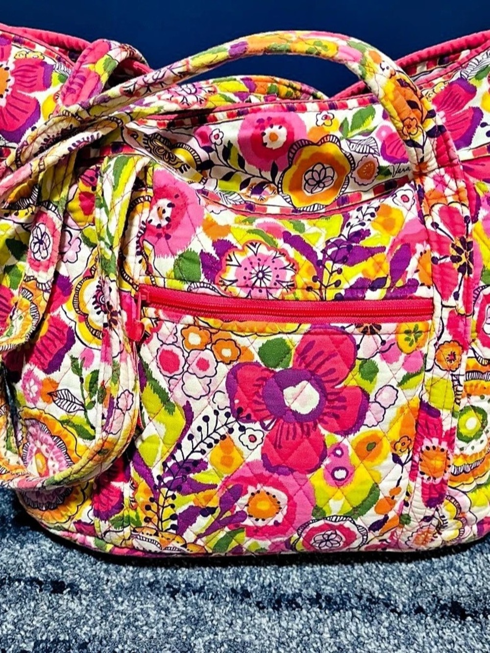 Vera Bradley Original Vera Tote Floral Shoulder Bag Pink & Multicolor